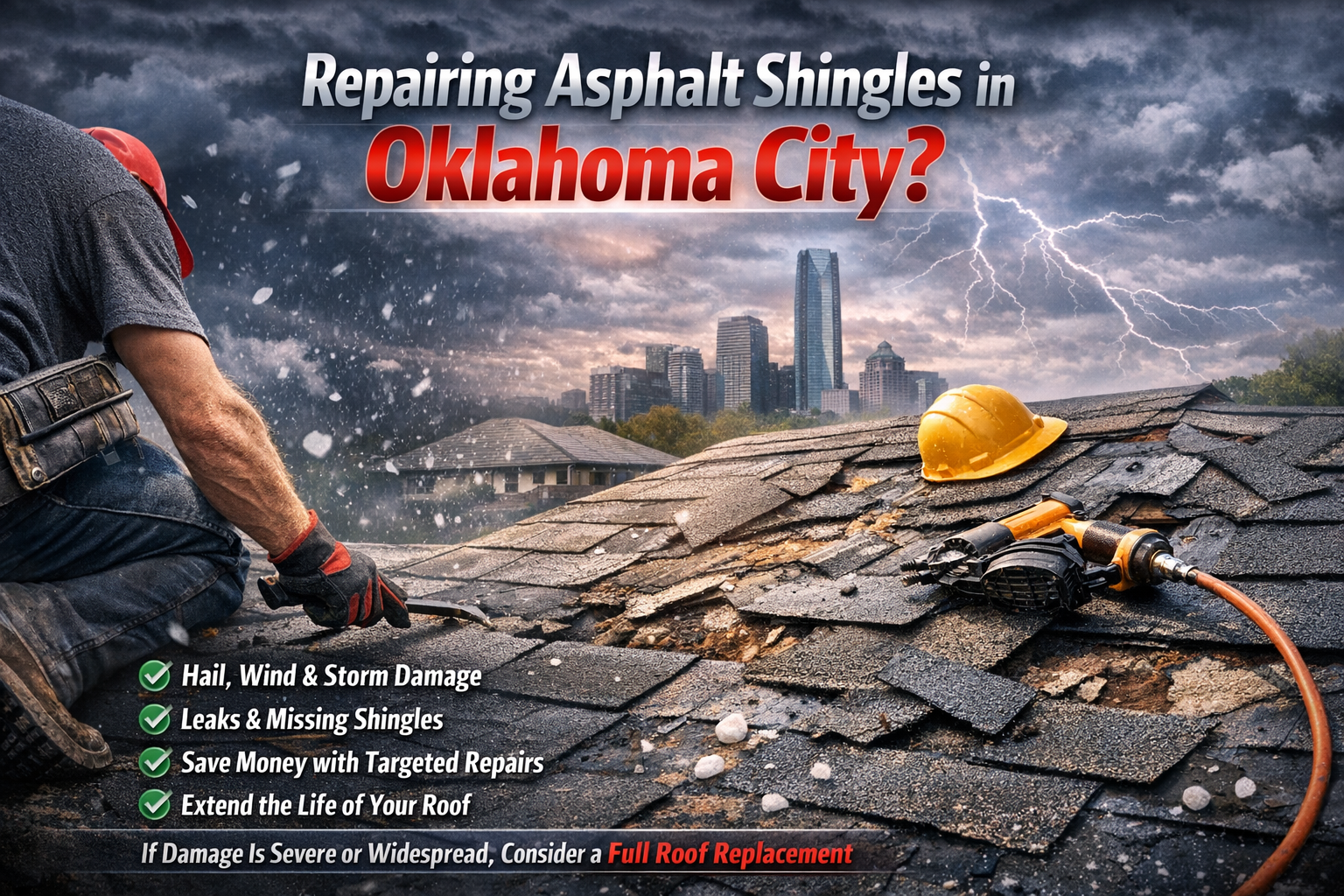 Asphalt shingle repair in Oklahoma City
