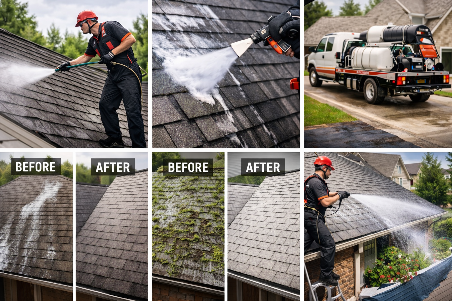 Roof soft washing in action in Oklahoma City